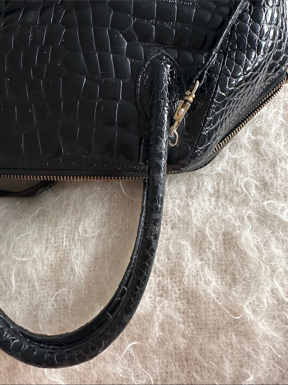 Gianni Versace Couture Vintage Black Croc Embossed Top Handle Bag Medusa - Picture 15 of 16
